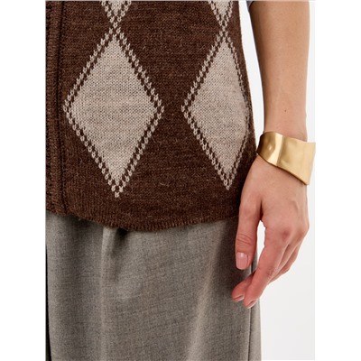 Безрукавка Ромбы на пуговицах из верблюжьей шерсти женская