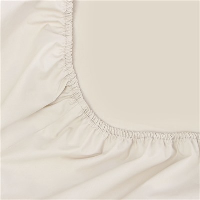 Простыня на резинке 300ТС SL Home Percale 140×200+30 см, молочный, 100% хлопок