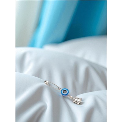 Булавка-оберег «На здоровье» черепаха, 2.2 см, синяя в серебре