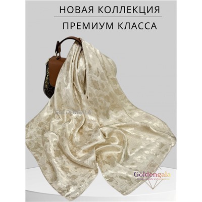 Платок однотонный из натурального шелка золотисто-бежевый светлый Арт В1051/30