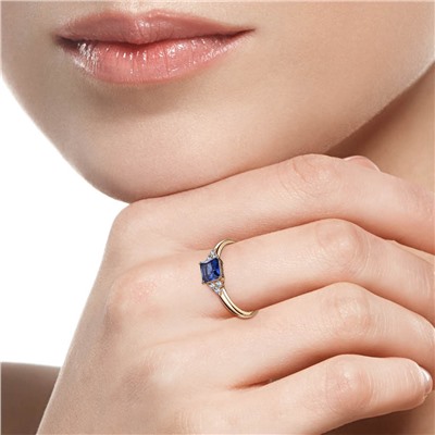 Кольцо с фианитом позолоченное серебро 925*