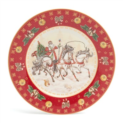 ТАРЕЛКА ОБЕДЕННАЯ LEFARD "ТРОЙКА" 20,5 СМ КРАСНАЯ (КОР=18ШТ.)