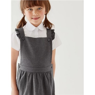 Girls' Cotton Frilled School Pinafore (2-12 Yrs)