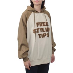 3255 BROWN/BEIGE Худи женское (95% хлопок, 5% эластан)