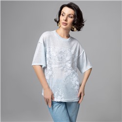 Футболка с объемным декором, Буду тебе сниться (голубой меланж)