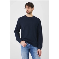 Longsleeve bawełniany męski z fakturą kolor granatowy