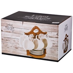 ЧАЙНЫЙ НАБОР LEFARD "NATIVE"  НА 6 ПЕР. 12 ПР. 180 МЛ НА ДЕР. ПОДСТАВКЕ (КОР=8НАБ.)