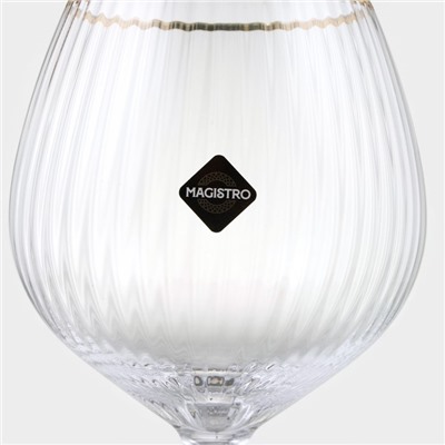 Бокал для вина Magistro «Орион», 550 мл, 10×22 см, с золотой отводкой, стекло, прозрачный