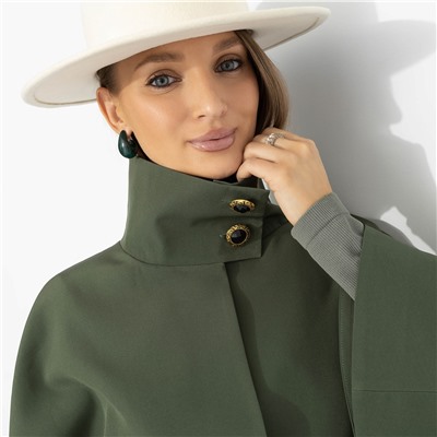 Жакет‑кейп на подкладе, Дикое притяжение (с поясом, хаки)