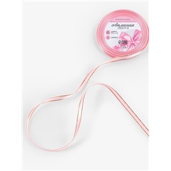 Лента атласная, с золотым люрексом, 6 мм, 23±1 м, розовая №04