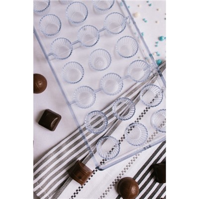 Форма для конфет и шоколада KONFINETTA «Конфетти», пластик, 27.5×13.5 см, 21 ячейка, прозрачная