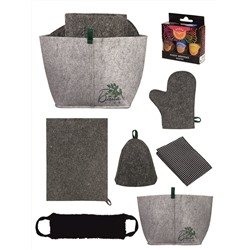 Набор для бани "Чистый успех" (шапка,коврик,рукавица,масла,мочалки)