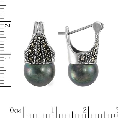 Серьги 'Сумочка' с жемчугом и марказитами Т0С.503ЖЧN