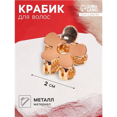 Крабик для волос «Брианна», цветок, 2 см, золото