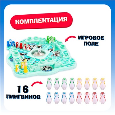 Настольная игра ходилка - бродилка для детей «Игра пингвинов», 2-4 игрока, 4+