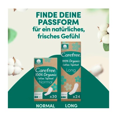Carefree  Slipeinlagen Organic Cotton Normal 30 St, Карефри Ежедневные прокладки из органического хлопка Normal 30шт, 5 упаковок (150 штук)