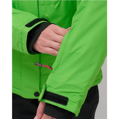 Горнолыжный костюм женский зимний зеленого цвета 02393Z