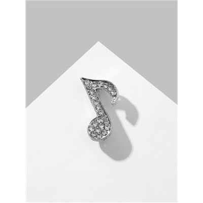 Брошь «Нотка», белая в серебре