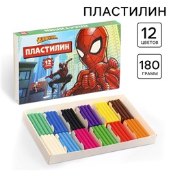 Пластилин 12 цветов, 180 г, Человек паук