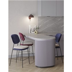 Стул полубарный с контрастным кантом Pea, велюр, темно-синий/бежевый
