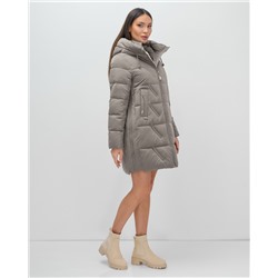 Куртка зимняя женская классическая с капюшоном серого цвета 7671Sr