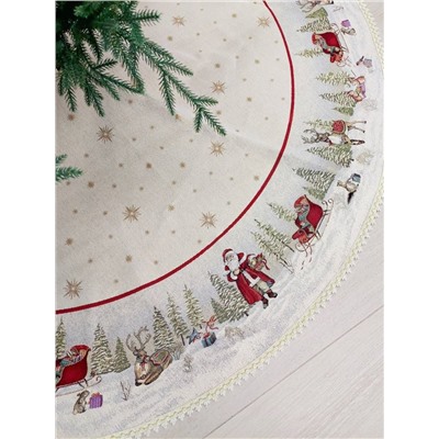 Дед Мороз в волшебном лесу Юбка для елки д160см н/р 2413389 тесьма