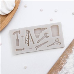 Молд для заливки «Инструменты», 9 ячеек, силикон, 10.5×5×1 см, МИКС