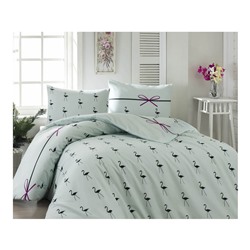 2 сп. Евро Комплект Постельного Белья Çift Kişilik Flamingo Mint