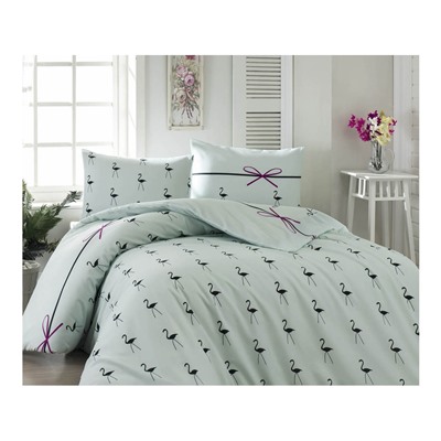 2 сп. Евро Комплект Постельного Белья Çift Kişilik Flamingo Mint