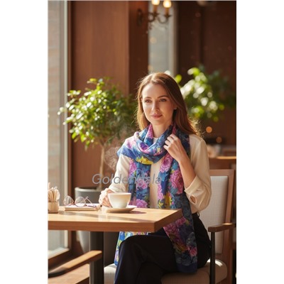 Шарф шифоновый с цветочным принтом Арт 0981/4