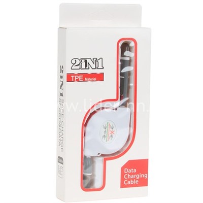 USB кабель 2в1 Lightning и micro USB 1.0 м (синий) АВТОСМОТКА