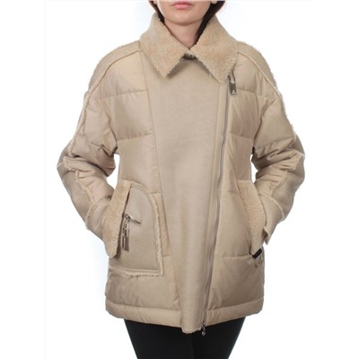902 BEIGE Куртка зимняя облегченная женская (холлоффайбер 150 гр., искусственная дубленка)