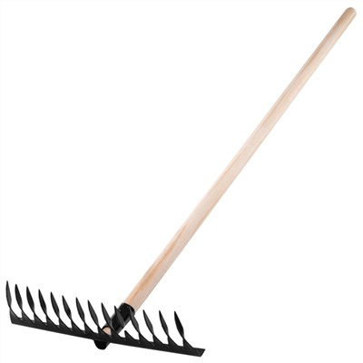 Грабли стальные, 350х1300 мм, 14 витых зубьев, деревянный черенок, Сибртех