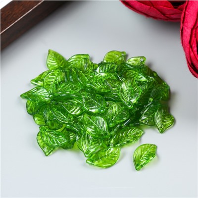 Декор для творчества пластик «Зелёный листик» набор 80 шт. 1.4×0.8 см