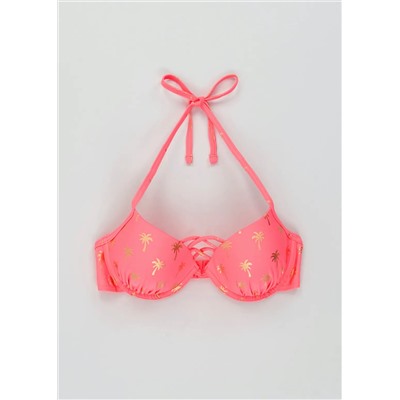 Metallic Palm Print Underwire Bikini Top