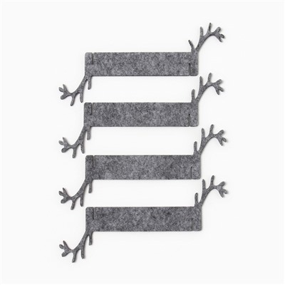 Набор декоративных колец для салфеток «Олень», серый, 4 шт. 15×5 см, 100% п/э, фетр