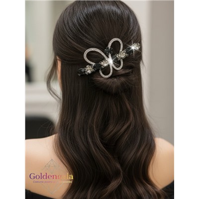 Заколка автомат для волос с кристаллами 6 штук  «Блеск элегантности» ЭЛЗ11/07