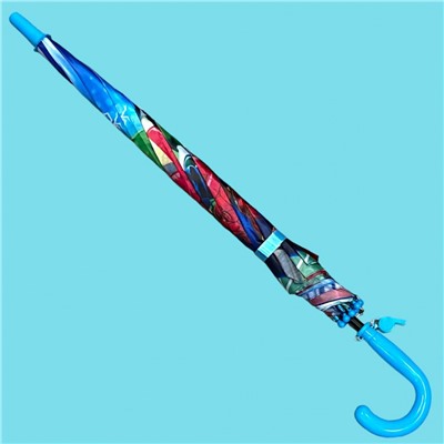 Зонт-трость для мальчика с мультгероями полуавтомат Арт 1004/1