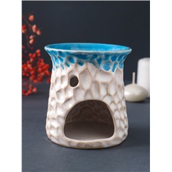 Аромалампа для эфирных масел «Узорчатая абстракция», керамика, синий, 8.5×8.5×9.5 см
