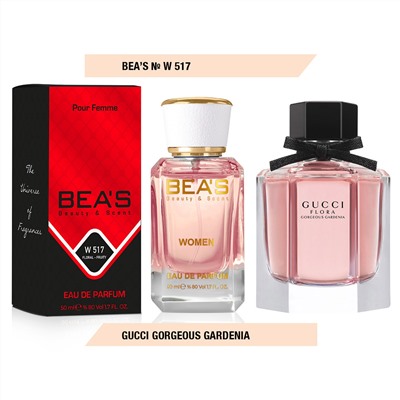 Beas W517 Gucci Flora By Gucci Gorgeous Gardenia Women edp 50 ml, Парфюм женский Beas W517 создан по мотивам аромата Gucci Flora By Gucci Gorgeous Gardenia