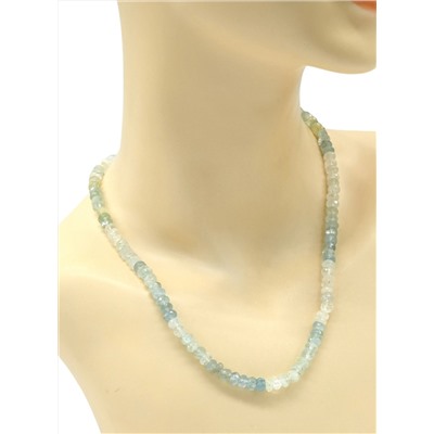 Бусы Аквамарин рондель 6-7мм в ювелирной огранке, 48см, 31г