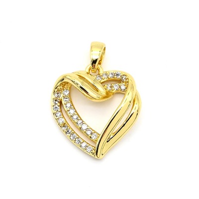 Подвеска Сердце 18*19мм с фианитами, золотистая