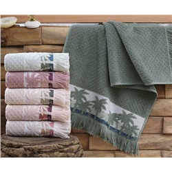 Махровые Банные Полотенца с Бахромой 70x140 см. 6 шт/уп. Cotton PALMIYEi - Sikel