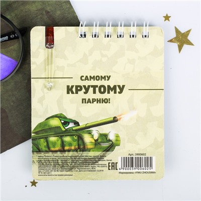 Подарочный набор, блокнот 9×10.4 см и мини-ручка «23 февраля: Юному защитнику»