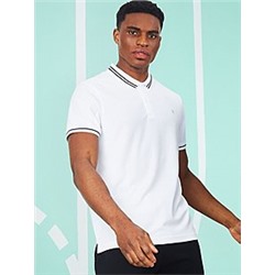 White Contrast Trim Sports Polo Shirt