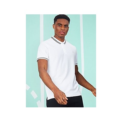 White Contrast Trim Sports Polo Shirt