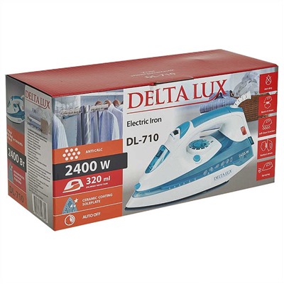 Утюг электрический 2400 Вт DELTA LUX DL-710 белый с серо-голубым