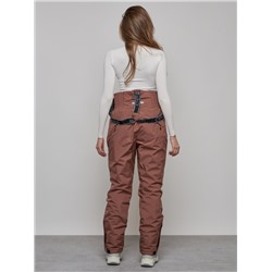 Полукомбинезон с высокой посадкой женский зимний коричневого цвета 7399K