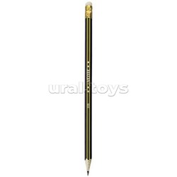 Карандаш чернографитный HB, диаметр грифеля 2,2 мм, трехгранный, с ластиком