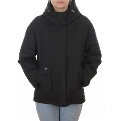 9617 BLACK Куртка стеганная демисезонная женская (100 гр. холлофайбер)